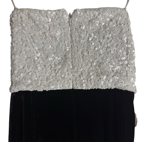 Badgley Mischka White Rose Black Velvet Two-Tone Strapless Cocktail Dress 0 - Picture 11 of 13